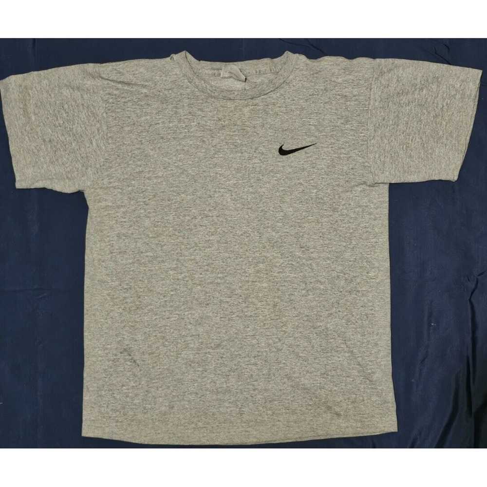 Vtg 90s Nike Essentials Swoosh Embroidered Gray T-Shirt Size XL Made In USA
